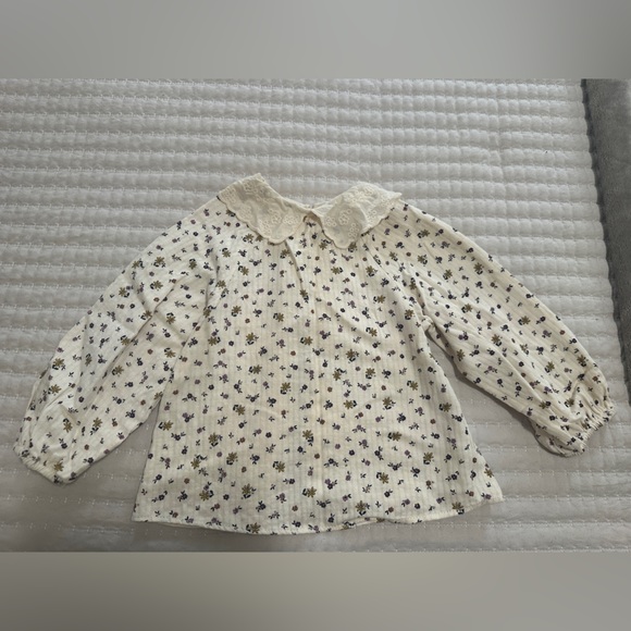 Zara Floral Embroidered Blouse 3-4 T - Picture 2 of 6